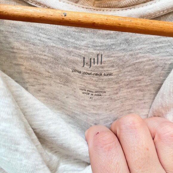 J.Jill Women's Prime Cowl-Neck Tunic 100% Pima Cotton XL -Oatmeal - Picture 2 of 3